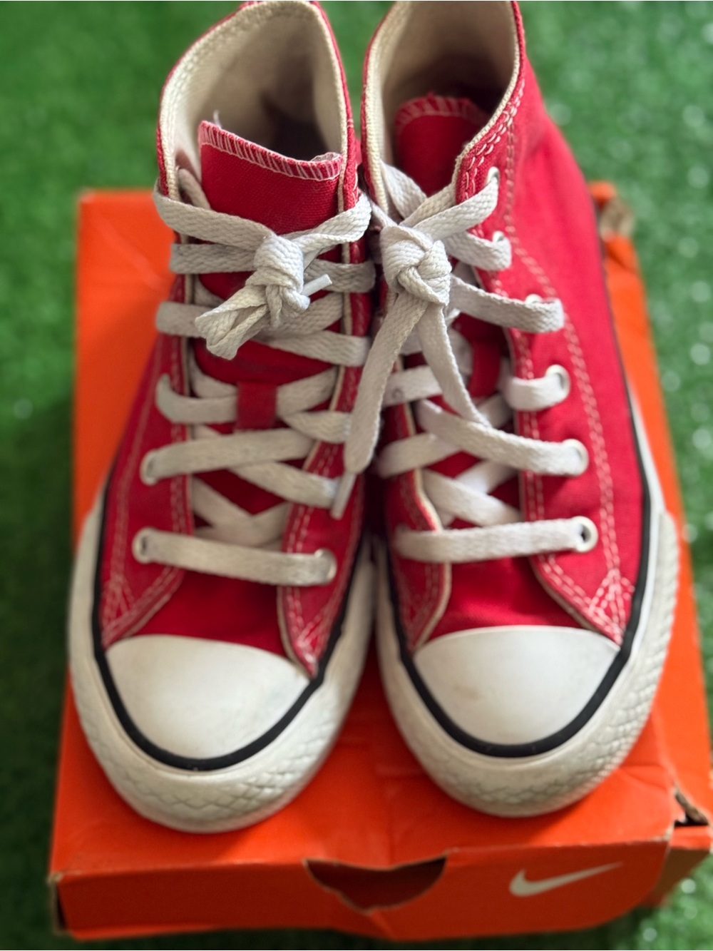 Nike Kids Red High-Top Sneakers with White Accents
